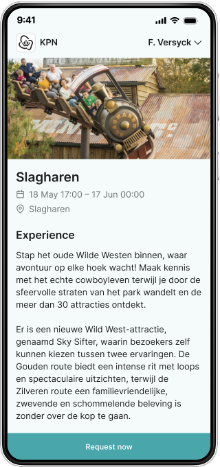 KPN app showing a Seaters experience detail